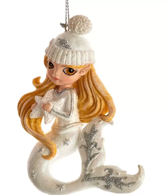 Boutique de Noël Under The Sea*Ornament, Red Haired Mermaid, With Silver Spangling