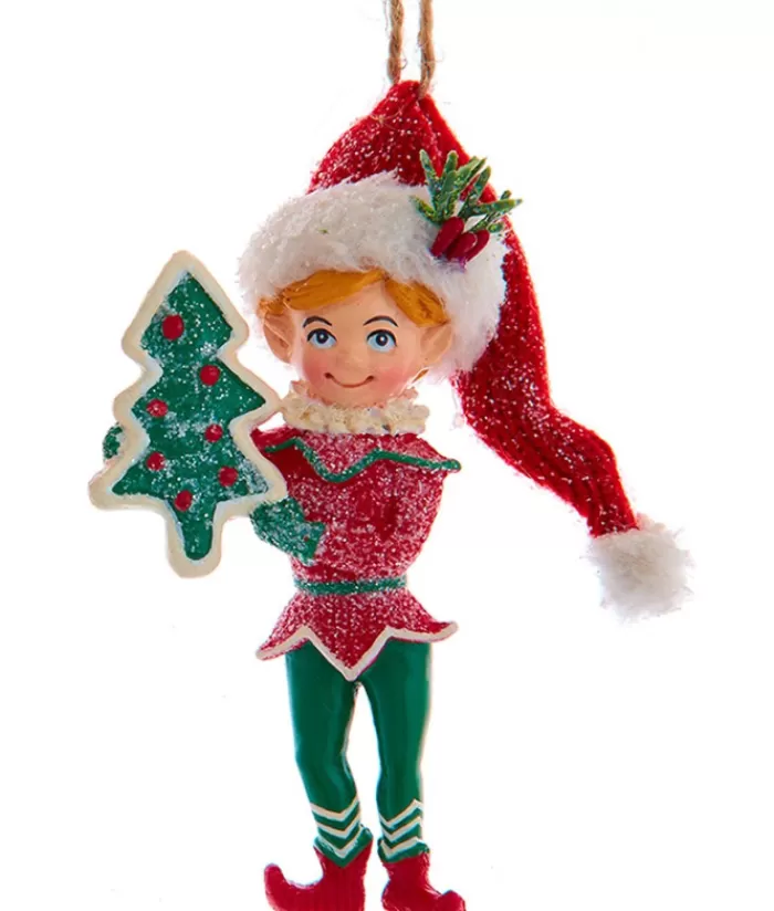 Hot Ornament, "Red Hat" Christmas Elf With Miniature Xmas Tree Red Hats