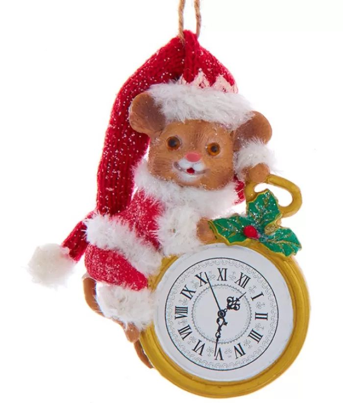 Shop Ornament, "Red Hat" Christmas Mouse With Pocket Watch Animals