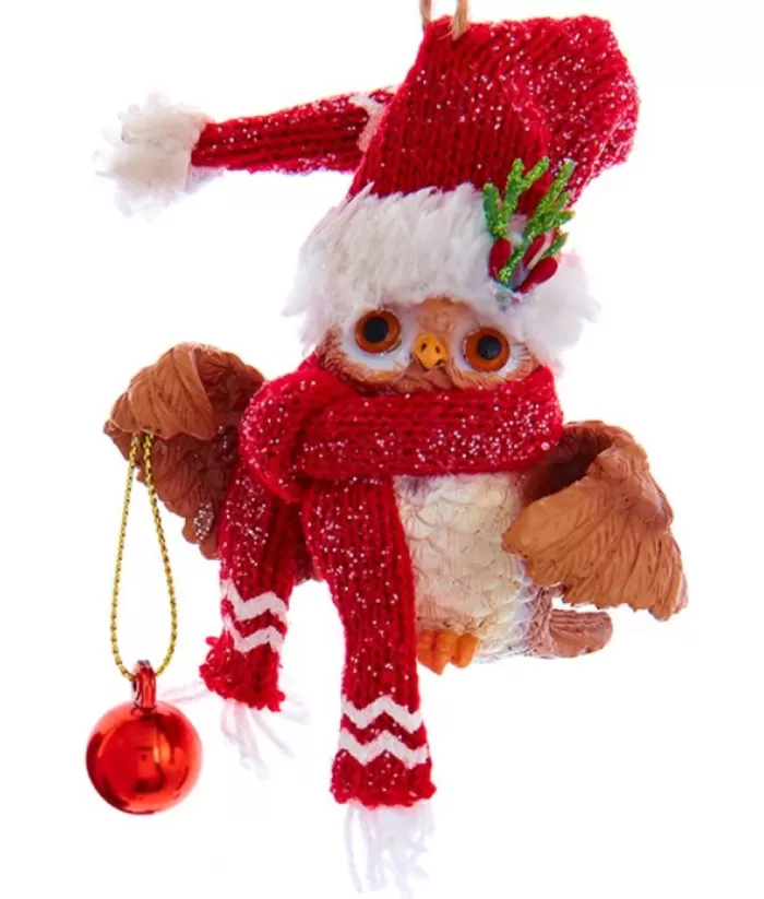 Boutique de Noël Santa'S Workshop*Ornament, "Red Hat" Christmas Owl With Ornament