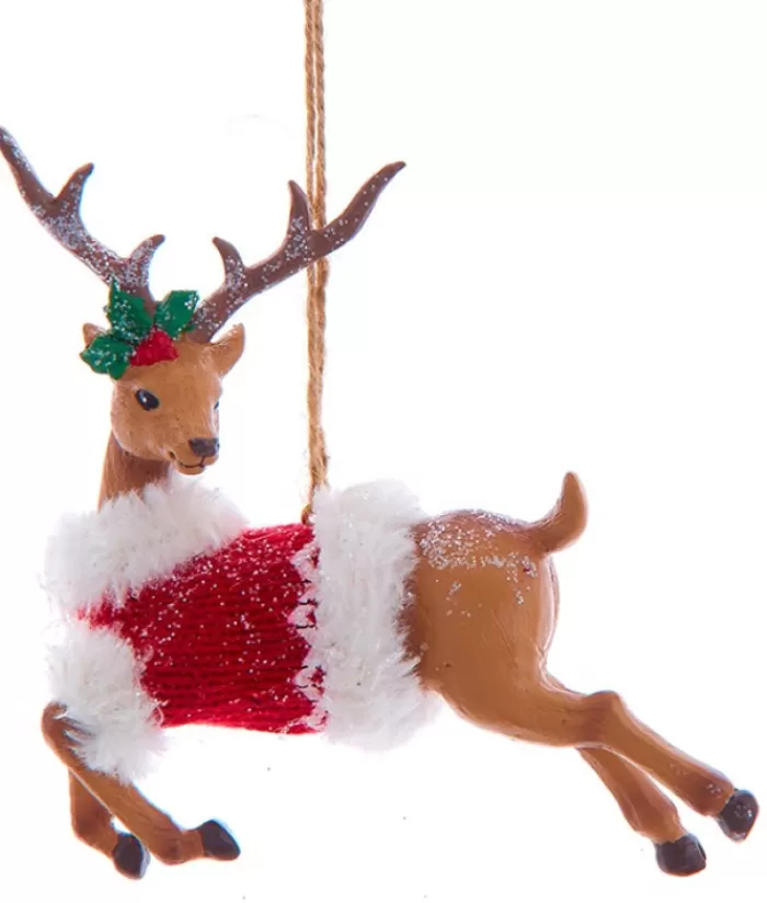 Outlet Ornament, "Red Hat" Leaping Reindeer Animals