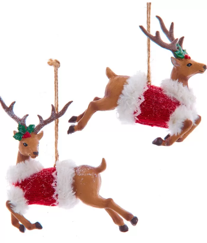 Best Sale Ornament, "Red Hat" Leaping Reindeer Red Hats