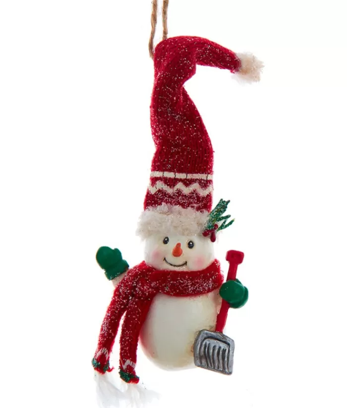 Cheap Ornament, "Red Hat" Snowman With Shovel Red Hats