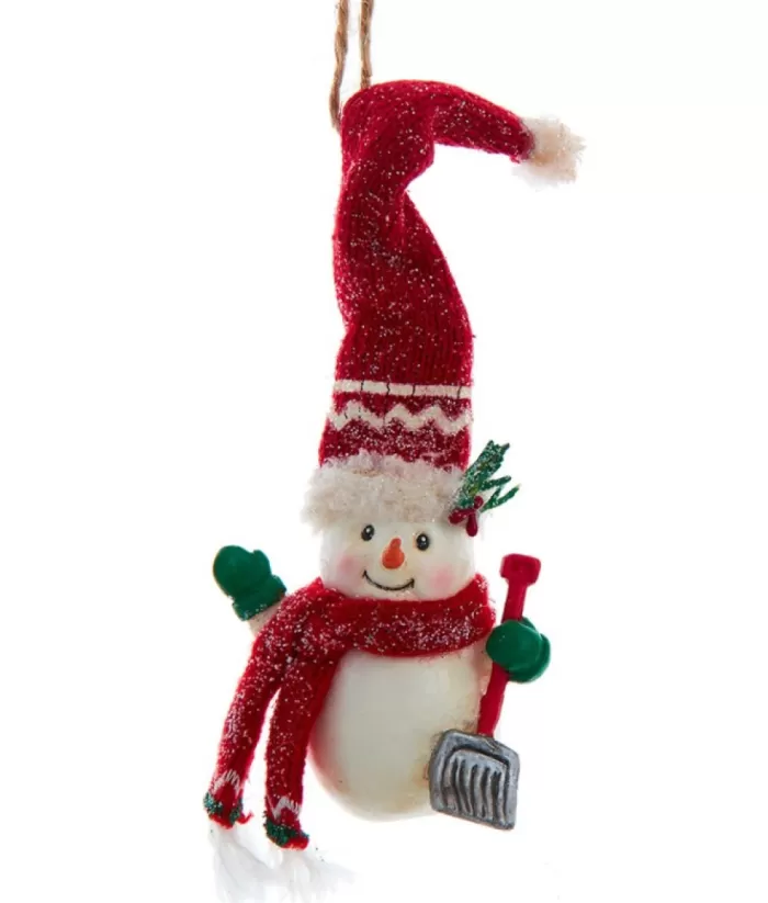 Boutique de Noël Santa'S Workshop*Ornament, "Red Hat" Snowman With Shovel