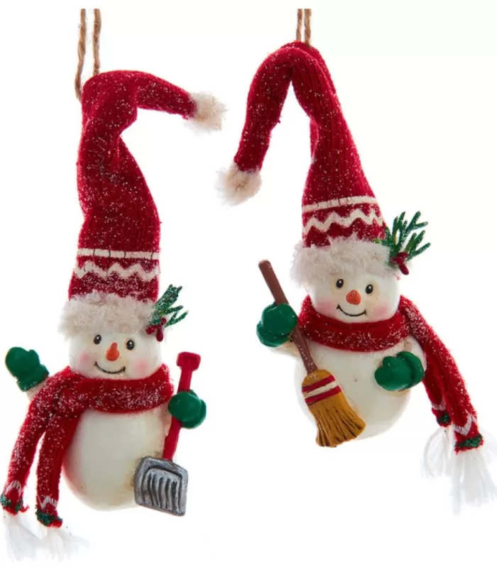 Boutique de Noël Santa'S Workshop*Ornament, "Red Hat" Snowman With Shovel