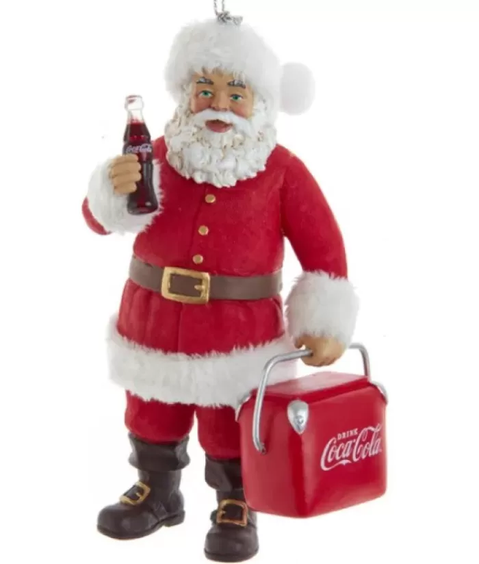 Online Ornament, Santa Claus Having A Coke, Cooler In Hand Angels & Santas