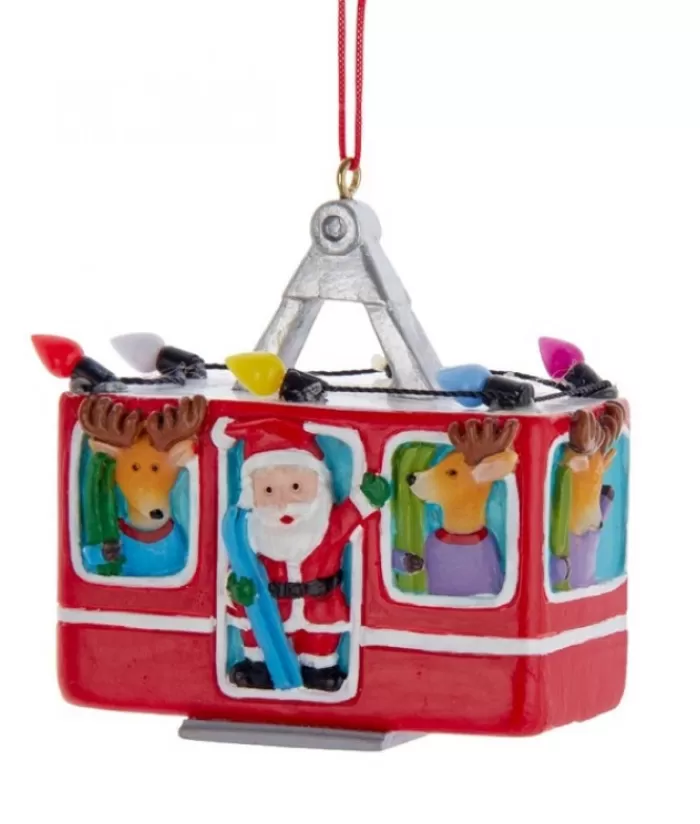 New Ornament, Santa In A Ski Gondola Sports