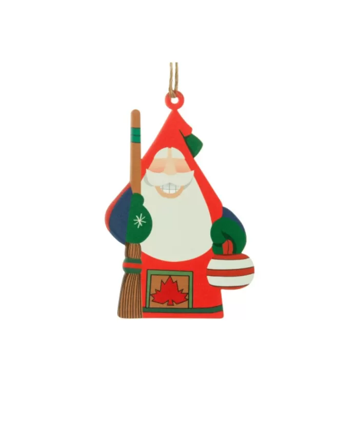 Boutique de Noël Rustic*Ornament, Santa, The Curling Player, Souvenir Of Canada