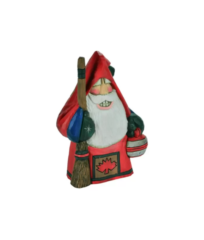 Boutique de Noël Rustic*Ornament, Santa The Curling Player, Souvenir Of Canada.