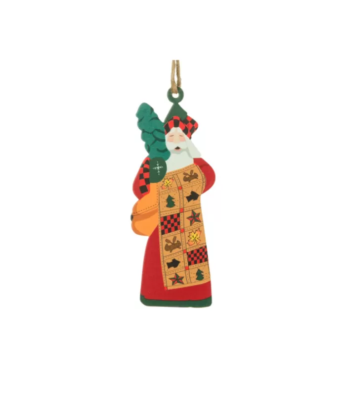 Store Ornament, Santa With Quilt With Canadian Icons, Souvenir Of Canada Souvenirs Ornaments