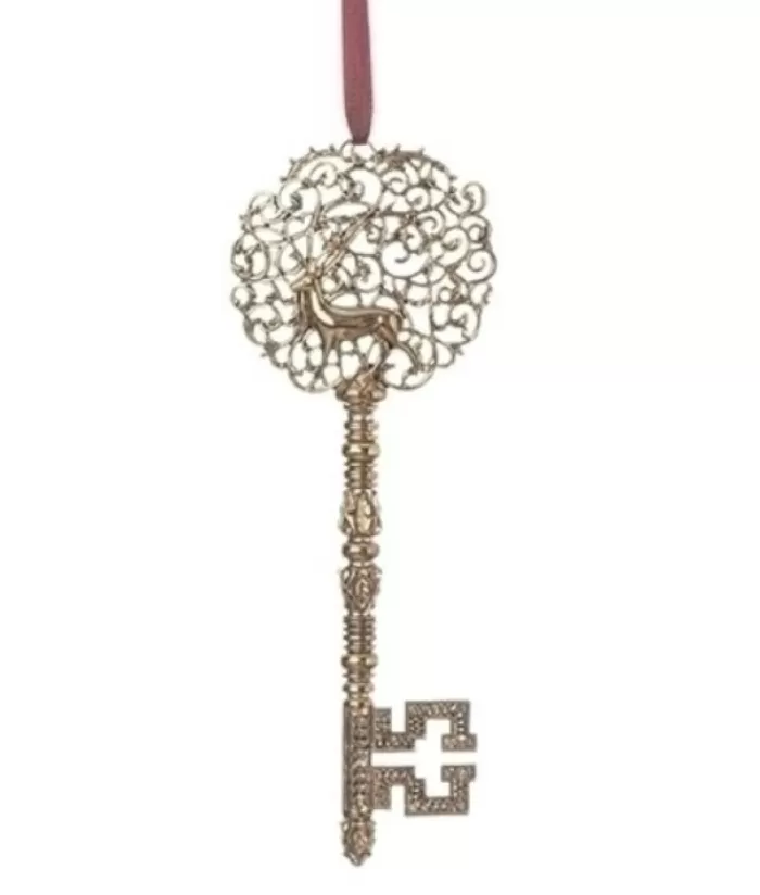 Best Ornament, Santa'S Key, With Ornate Reindeer Handle, Measures 7 Inches Angels & Santas