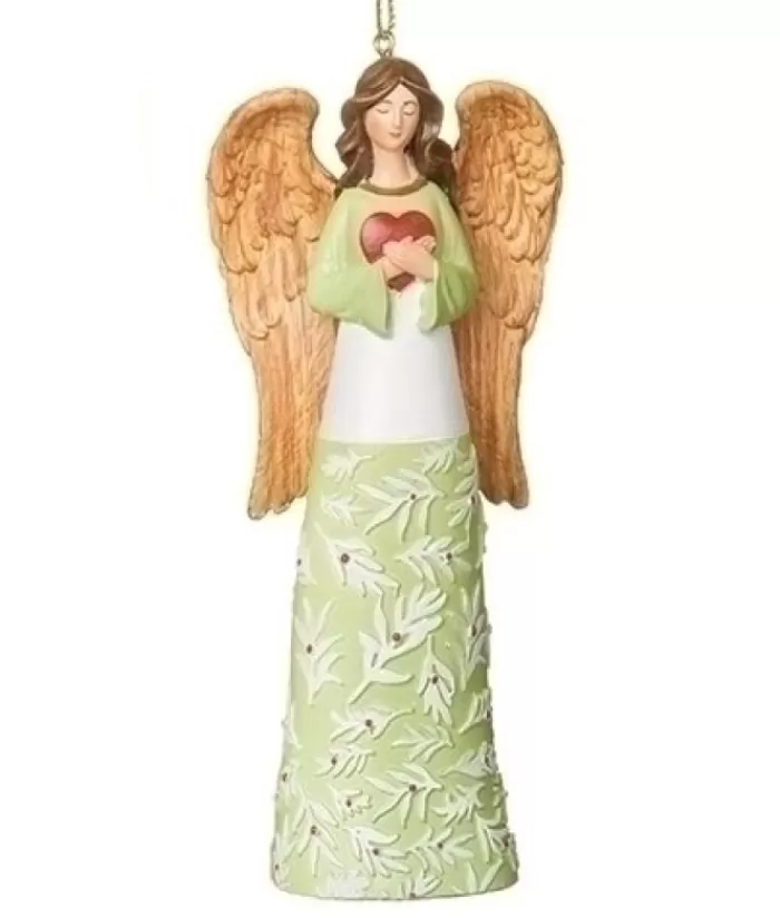 Outlet Ornament, Serenity Angel With Heart Angels & Santas