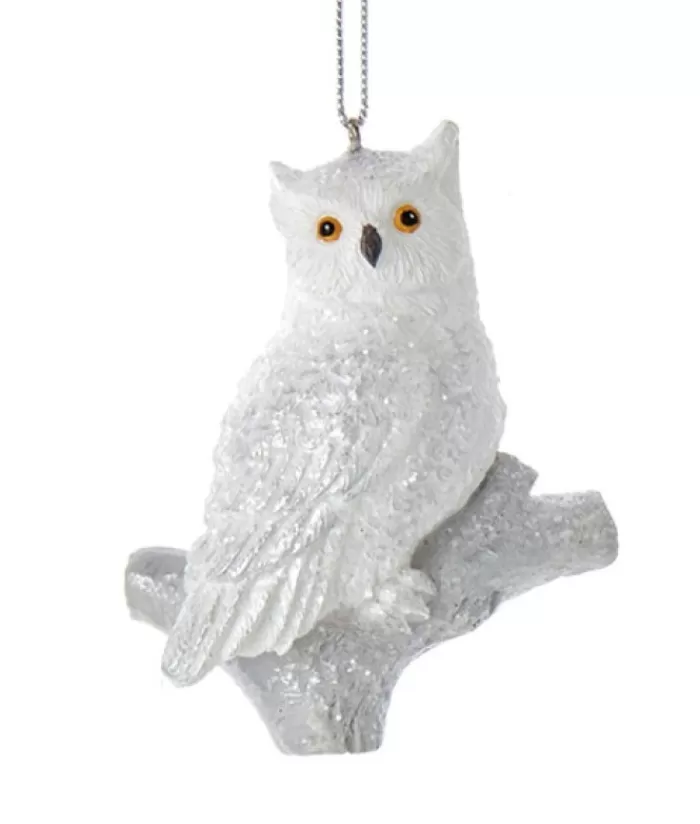 Store Ornament, Silver And White Owl, Resting On A Branch Animals