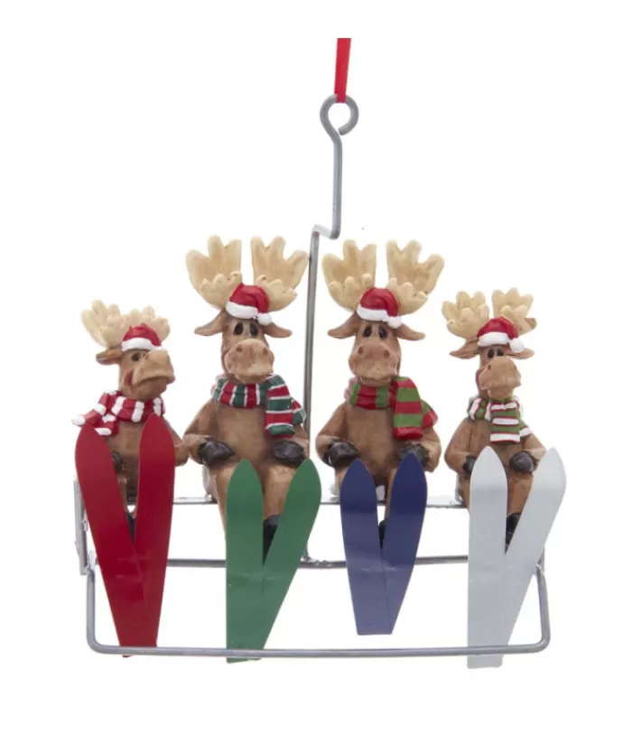 Store Ornament, Ski-Lift With 4 Moose Sports