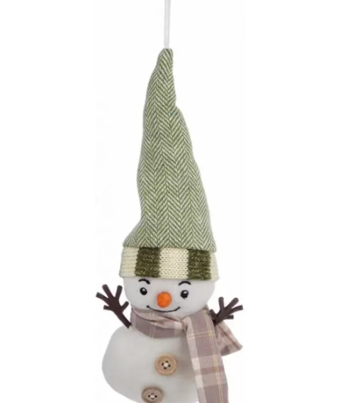New Ornament, Snow Man With Scarf And Herring Bone Toque. Snowmen