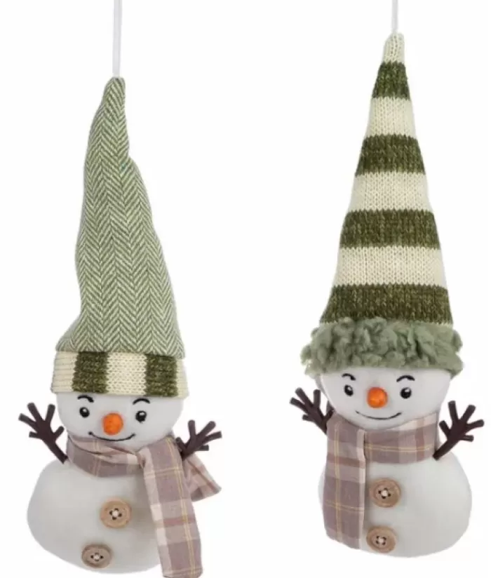New Ornament, Snow Man With Scarf And Herring Bone Toque. Snowmen