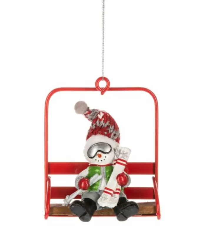 Boutique de Noël Winter Wonderland*Ornament, Snowman On The Ski Chairlift