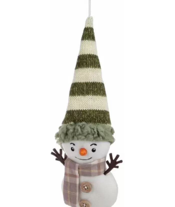 Store Ornament, Snowman With Sage Scarf And Tall Toque Snowmen