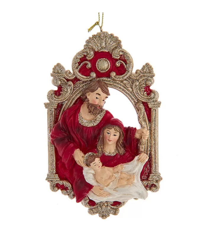 Online Ornament, The Holy Family, In Eye Catching Cranberry Colour Family & Friends