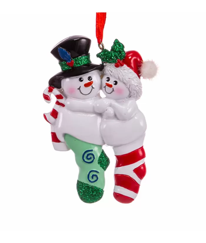 Sale Ornament. The Snowman Family, With Xmas Stockings Snowmen