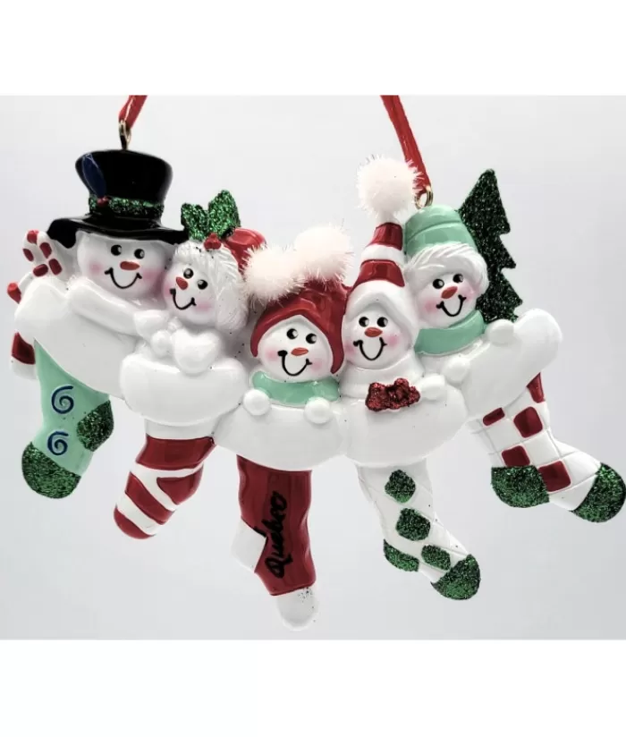 Store Ornament, The Snowman Family, With Xmas Stockings Snowmen