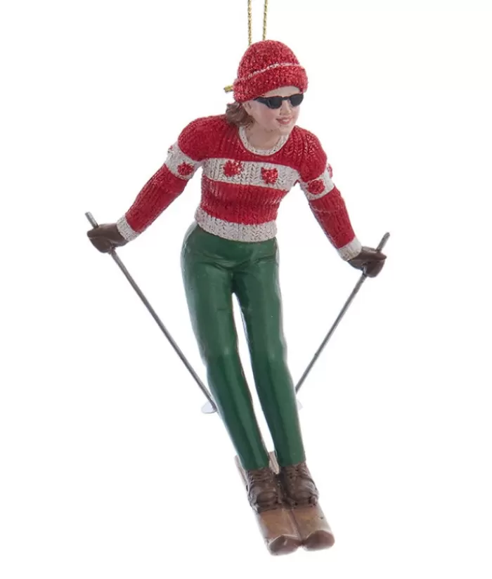 Online Ornament, Vintage Style Woman Skier Winter Pleasures
