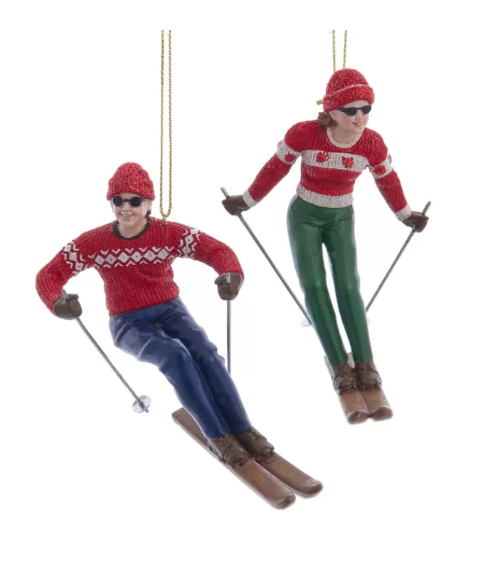 Online Ornament, Vintage Style Woman Skier Winter Pleasures