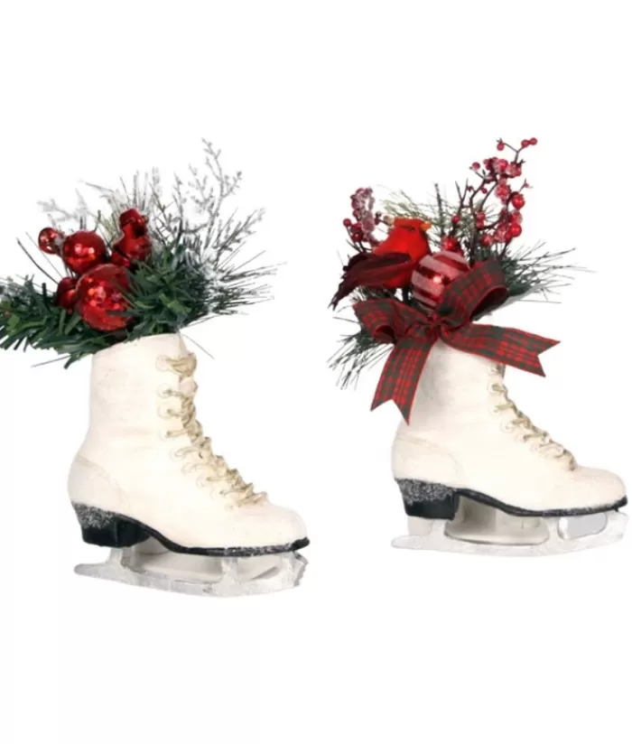 Hot Ornament, White Skate, With Cardinal Sports