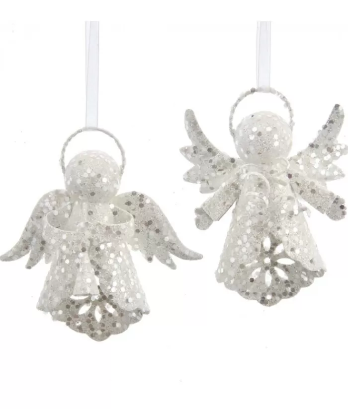 Hot Ornament, White Sparkling Angel, With Her Wings Lowered. Seasons Of Elegance