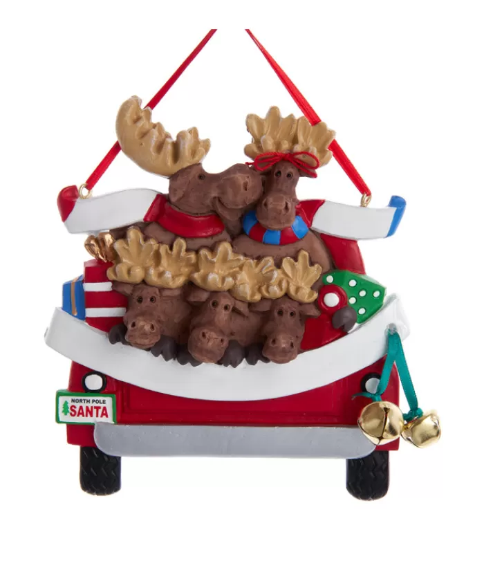 Shop Ornament With Bells, Red Pickup Truck With Moose Family And Xmas Tree Animals