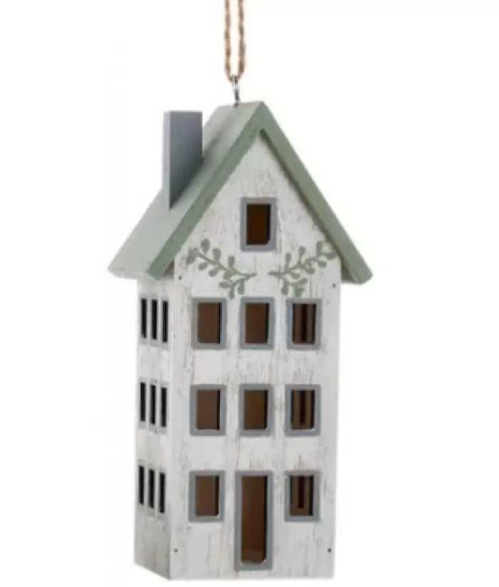 Boutique de Noël Family & Friends*Ornament, Wooden House, Sage And Ivory Colours