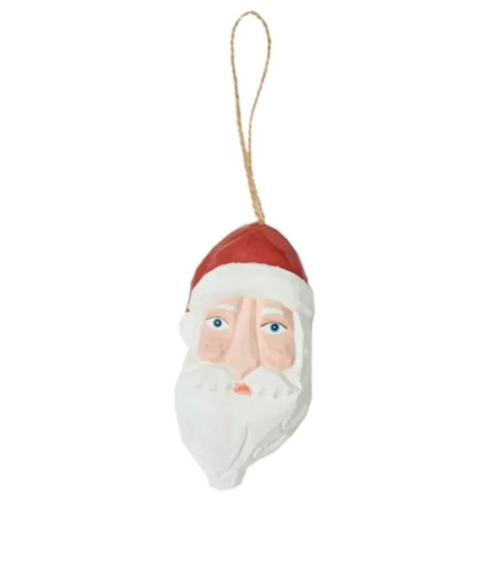 Boutique de Noël Rustic*Ornament, Wooden Rustic Santa Head Figurine