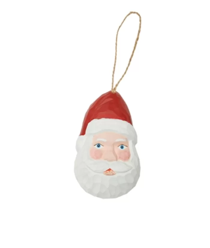 Boutique de Noël Rustic*Ornament, Wooden Rustic Santa Head Figurine