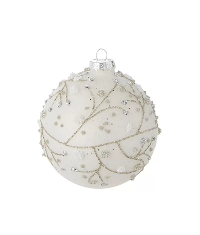 Boutique de Noël Winter Wonderland*Ornate Glittered White Glass Ball, 100Mm