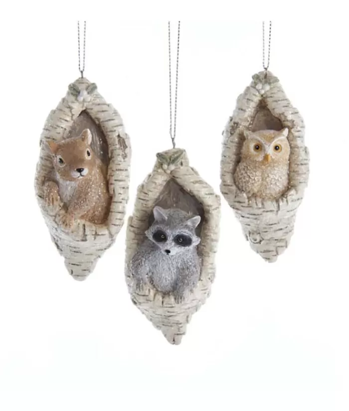 Clearance Owl In Bark Tree Ornament Animals