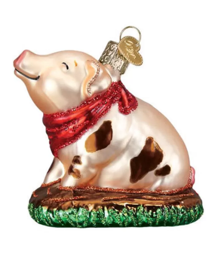 Fashion Pink Piggy Glass Ornament Animals