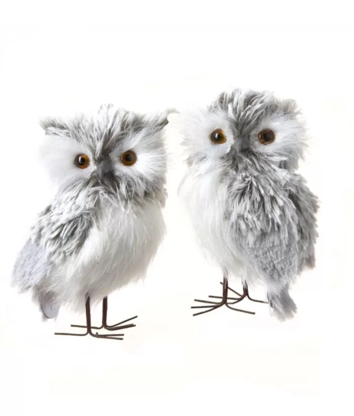 Boutique de Noël Birds & Owls*Plush Grey Owl Ornaments (2-Piece Set)