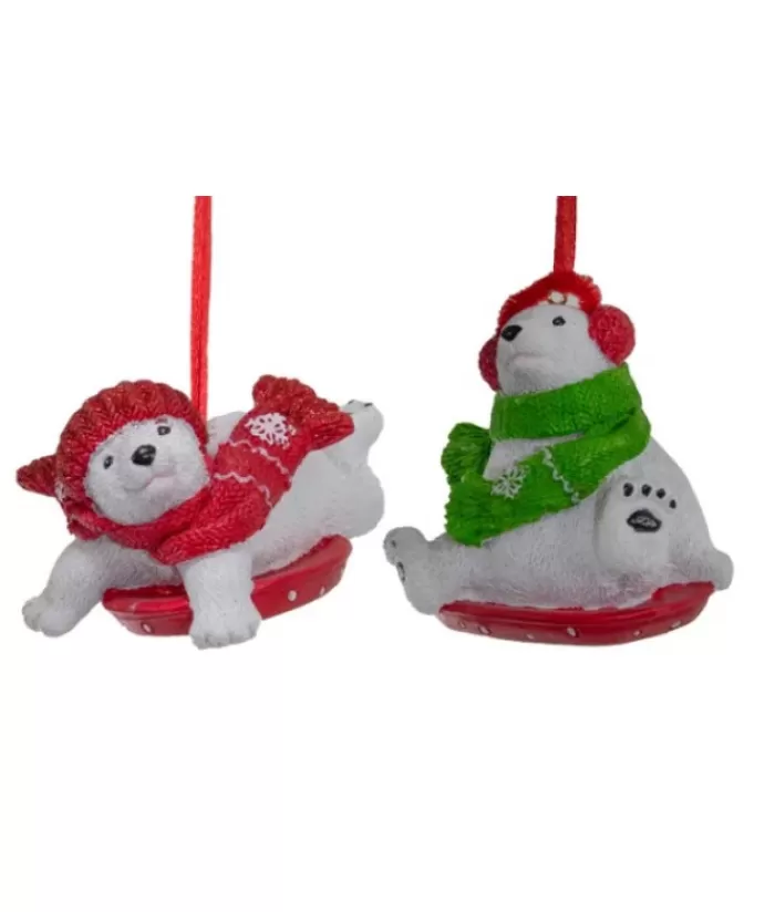 Online Polar Bear With Green Scarf Ornament Family & Friends