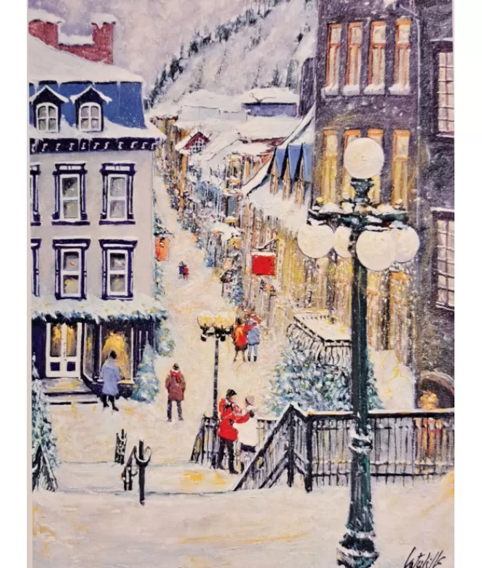 New Post Card, Souvenir Of Quebec, Winter Scene, " L'Heure Magique". Christmas Cards & Stationary