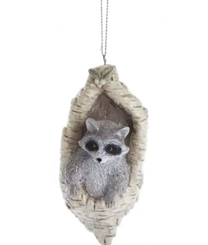 Cheap Raccoon In Bark Tree Ornament Animals