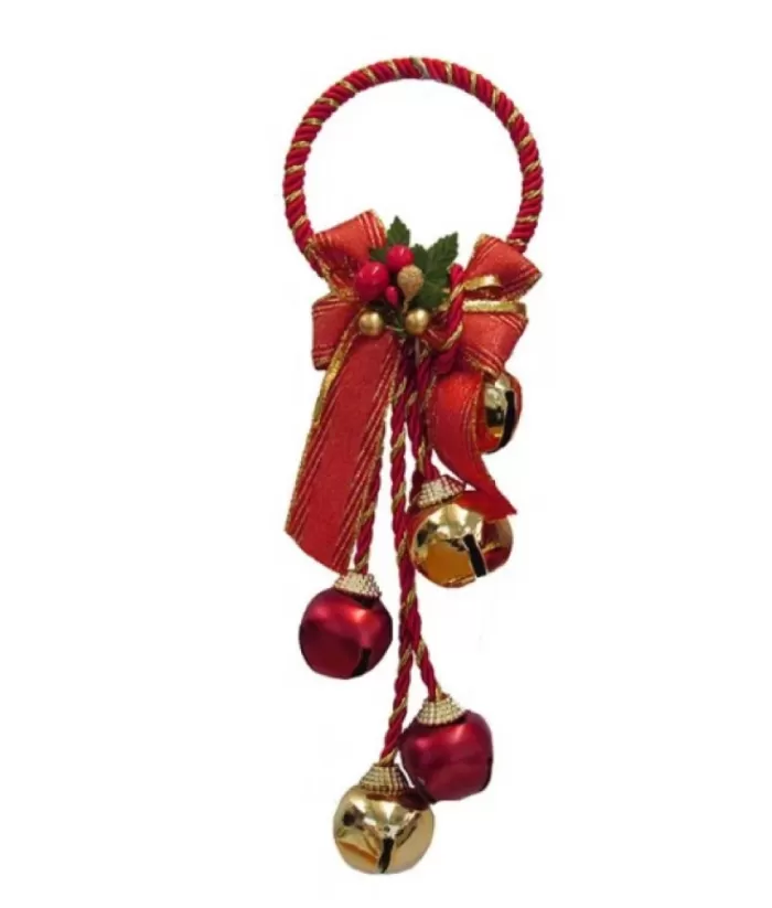 Boutique de Noël Enchanted Forest*Red And Gold Bell Door Hanger