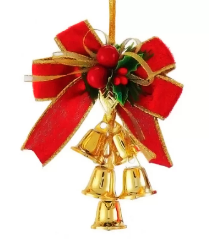 Outlet Red And Gold Bow With Classic Bells Ornament Bells