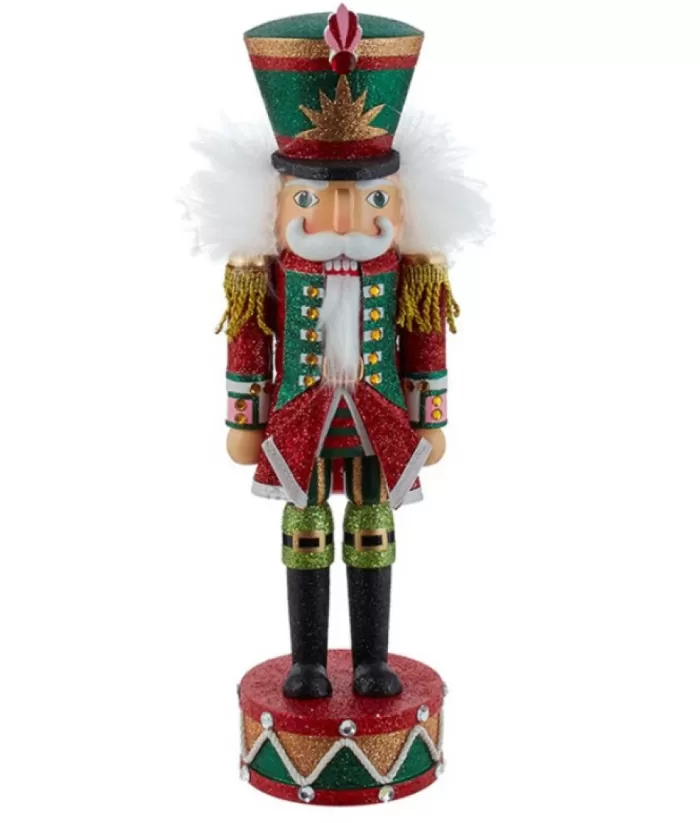 Boutique de Noël Ballet & Nutcrackers*Red And Green Nutcracker On Drum 15" Tall