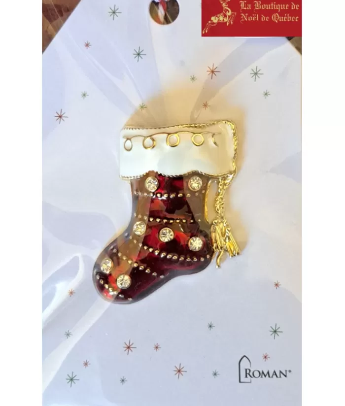 Store Red And White Christmas Stocking Brooch Jewelry