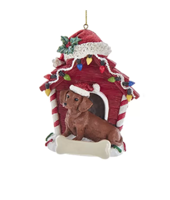 Cheap Red Dachshung Ornament With Doghouse Dogs