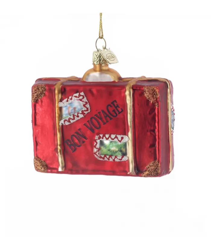 Fashion Red Luggage Glass Ornament Hobbies & Professions