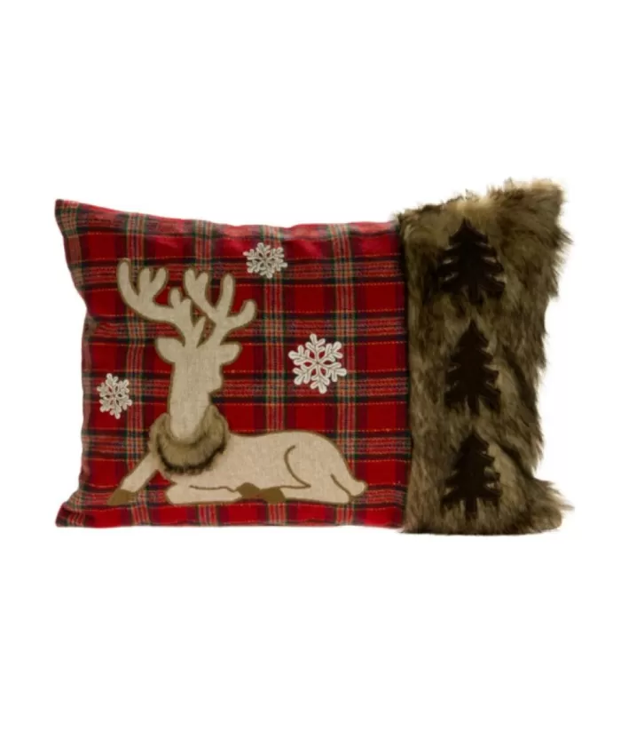 Boutique de Noël Enchanted Forest*Red Plaid Deer Cushion