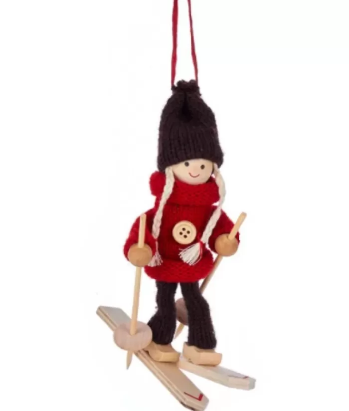 New Red Skier Ornament Sports