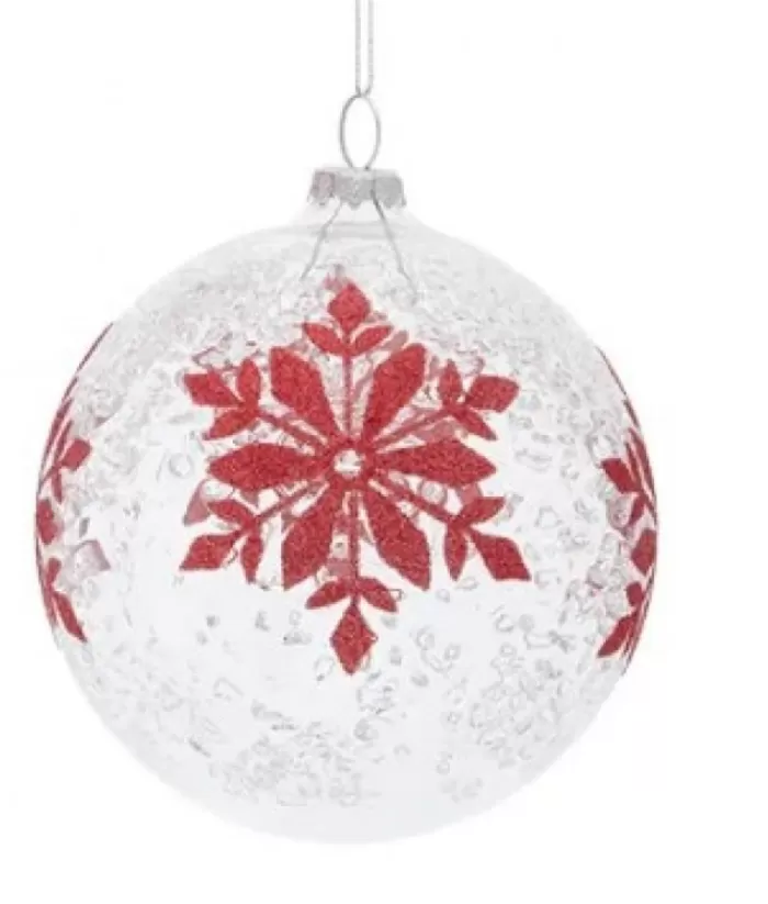 Boutique de Noël Rustic*Red Snowflake Glass Ball