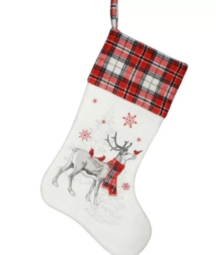 Boutique de Noël Stockings*Reindeer Plaid Stocking